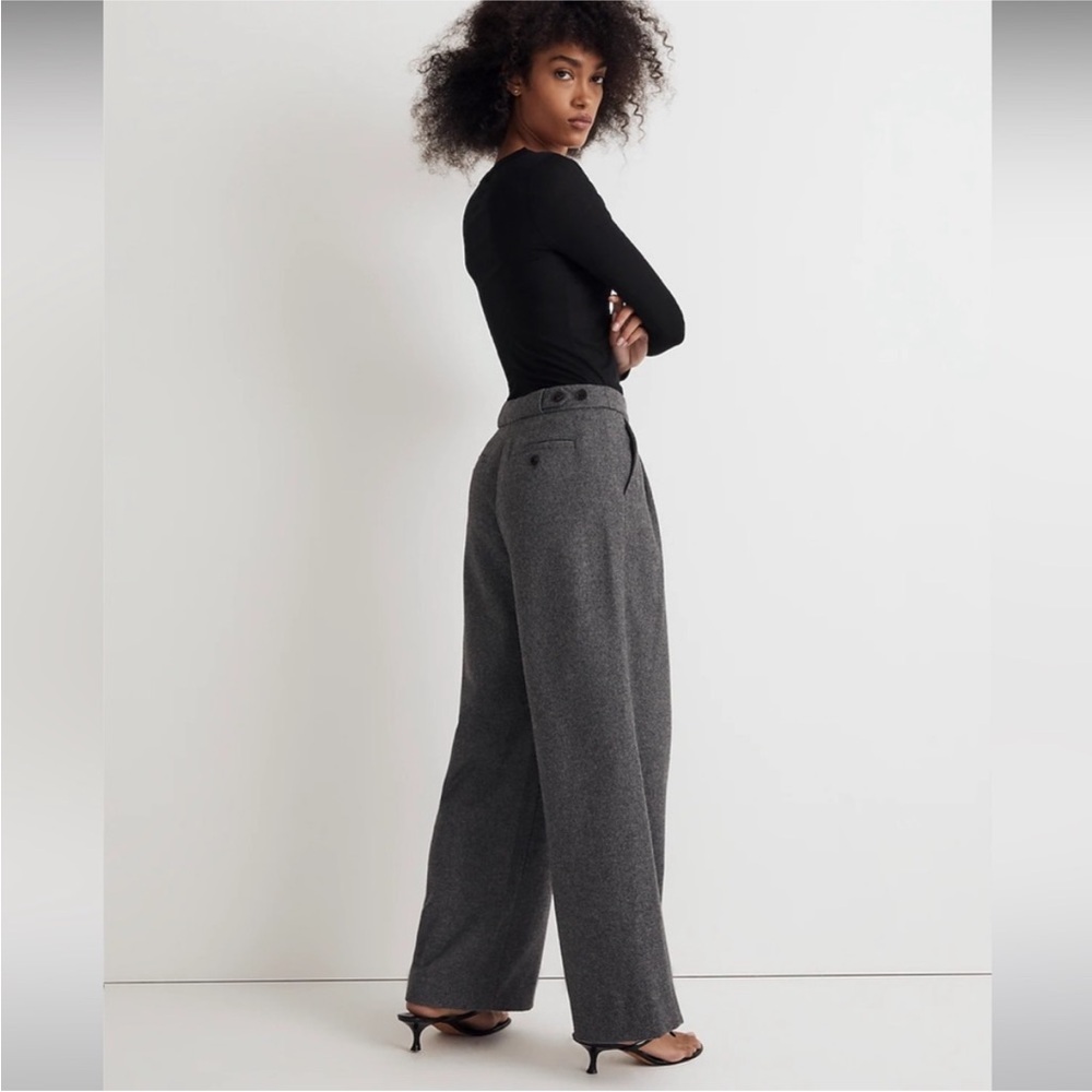 NWOT Madewell The Harlow Low-Slung Wool Wide-Leg Pant Mid Gray Melange Size 6 - Picture 5 of 13